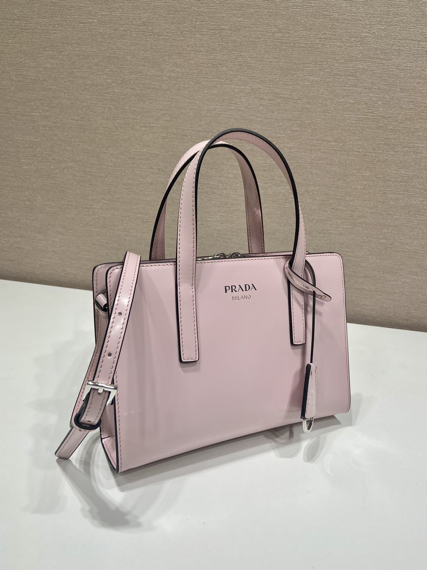 Prada Mini Re Edition 1995 Brushed Leather Handbag Bag Alabaster 1BA357